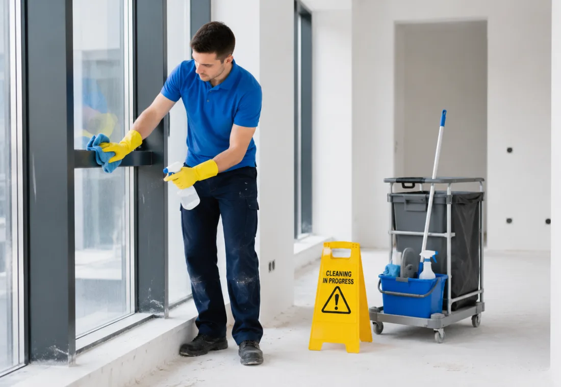 Commercial interior prepared after a builders or sparkling clean.
