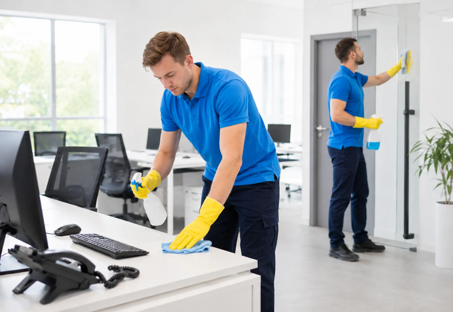 Bright office cleaned for daily workplace routines